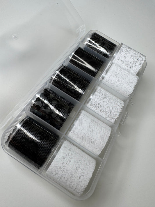 Black and white Lace nail Design