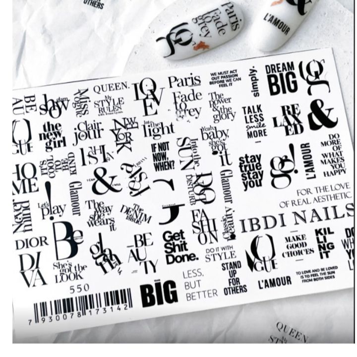 IBDI NAILS Air Foil 550 - Typography Fashion Nail Art Sticker