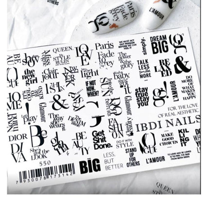 IBDI NAILS Air Foil 550 - Typography Fashion Nail Art Sticker