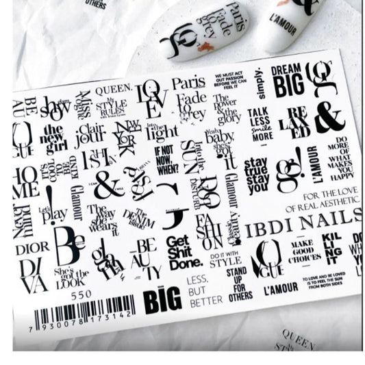 IBDI NAILS Air Foil 550 - Typography Fashion Nail Art Sticker