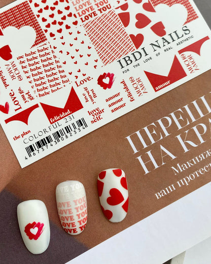 IBDI NAILS Colorful 231 - Love Hearts Nail Art Sticker