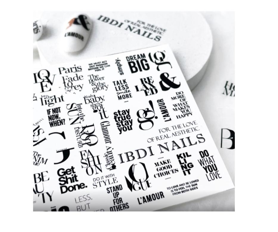 IBDI NAILS Air Foil 550 - Typography Fashion Nail Art Sticker